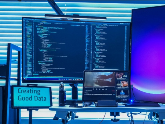 Photographie d'ordinateurs affichant des données